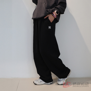 25新款MLB运动裤男女NY刺绣小标阔腿裤宽松直筒休闲长裤3APTB0451