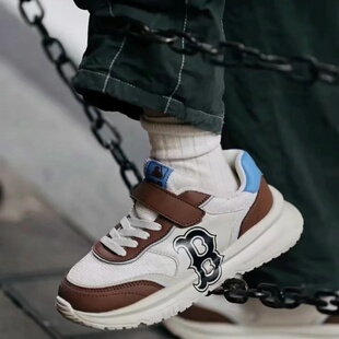 MLB儿童运动鞋男女NY魔术贴网面透气撞色拼接休闲老爹鞋7ASXXA13N