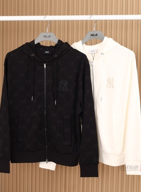 26新款MLB情侣外套男女NY复古钻石老花连帽宽松休闲夹克3ATRM0161