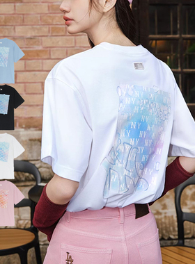 25新款MLB情侣短袖男女NY波普老花凉感圆领休闲运动T恤3ATSX0153