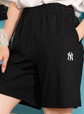 24新款MLB情侣短裤男女NY小标刺绣五分裤针织休闲运动裤3ASPB0343