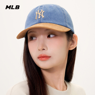 MLB棒球帽男女NY学院风牛仔拼接撞色运动帽鸭舌帽3ACPB125N 25新款