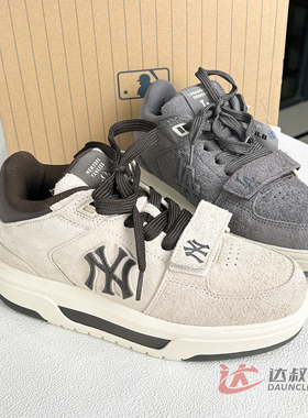 25新款MLB情侣学长鞋男女NY翻毛皮厚底增高运动休闲鞋3ASXH015N