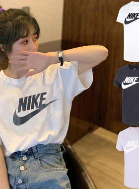 24新款Nike耐克短袖女款经典大勾字母印花圆领休闲运动T恤DX7907