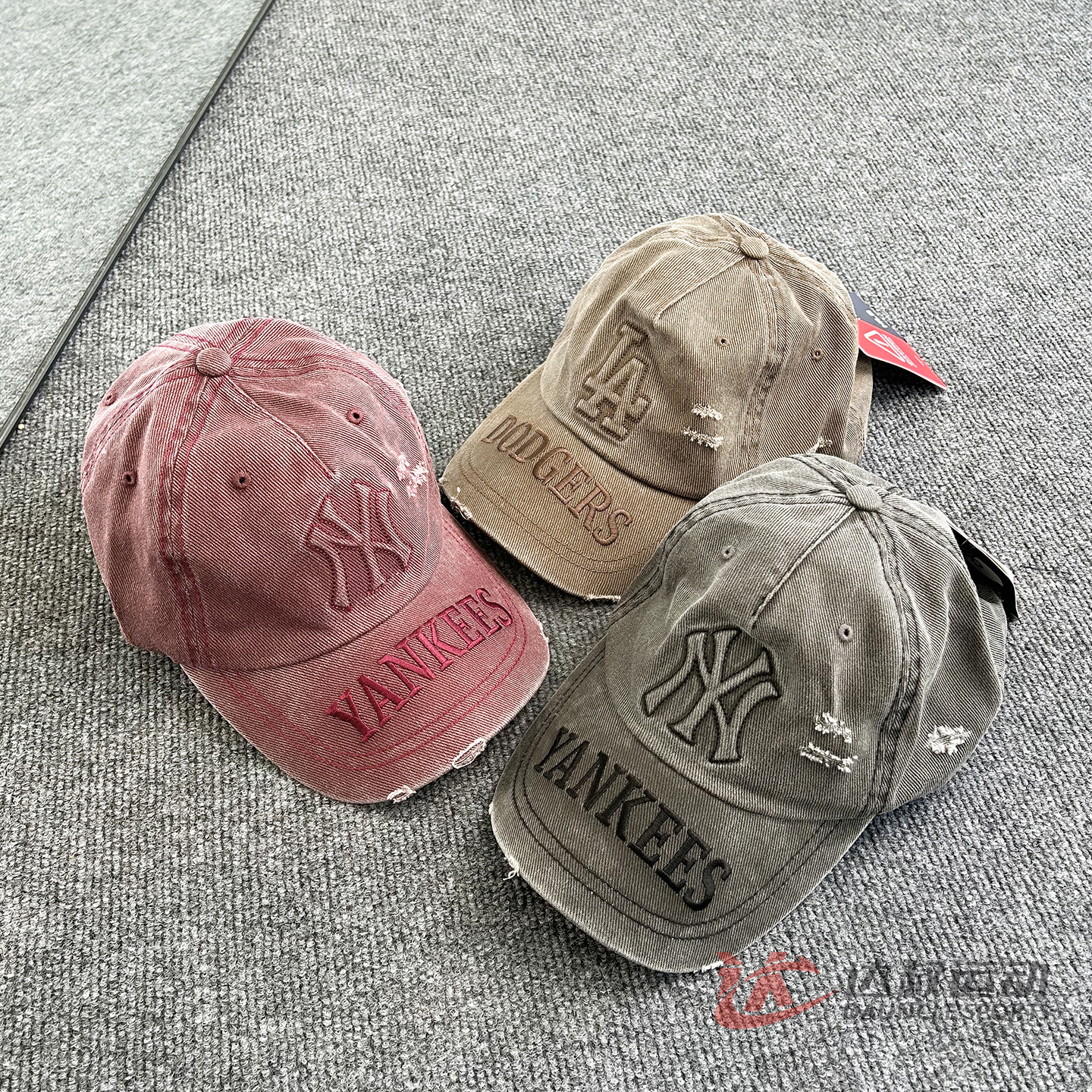 MLB男女字母刺绣水洗做旧棒球帽