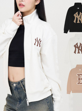 MLB情侣外套男女NY后背老花大标立领纯棉休闲运动夹克3ATRM1034
