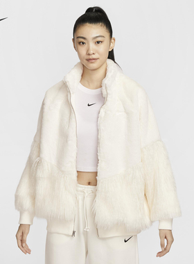 25新款Nike耐克女子外套灵蛇迎新系列人造毛皮拼接运动夹克HV8464