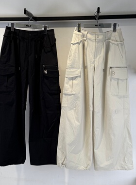 26新款MLB运动裤女子NY凉感宽松工装裤梭织阔腿休闲长裤3FWPV0161