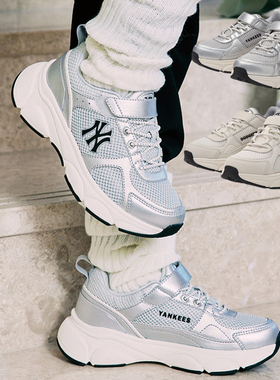 24新款MLB儿童运动鞋男女童NY魔术贴网面透气休闲老爹鞋7ARNCB54N