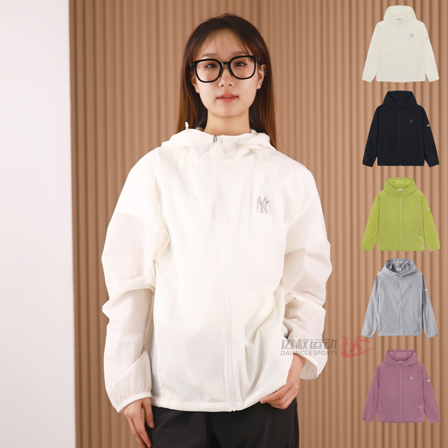 26新款MLB情侣外套男女NY小标防晒皮肤衣休闲运动夹克3AWJV7063