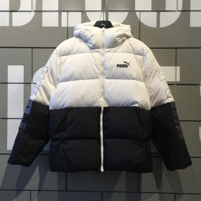 彪马男撞色连帽保暖运动羽绒服