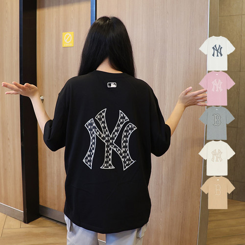 MLB情侣NY复古老花大标短袖
