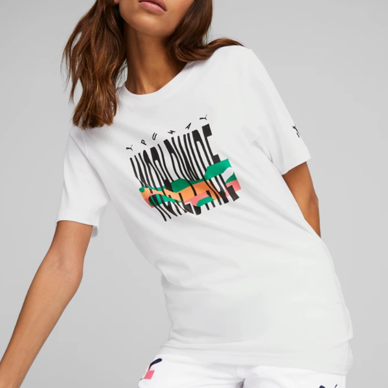 puma彪马情侣短袖男女worldwide字母印花圆领纯棉运动t恤622572