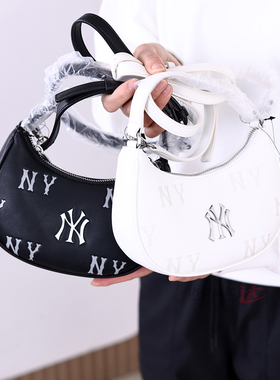 26新款MLB情侣斜挎包男女NY老花印刻单肩包拎包休闲包3ACRMM16N