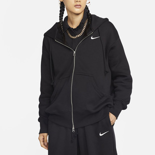 Nike耐克女子外套OVERSIZE加绒连帽开衫 卫衣针织运动夹克DQ5759