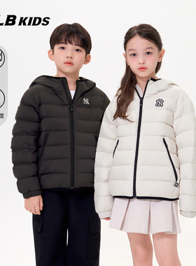 25新款MLB儿童羽绒服男女童NY大标印花连帽运动棉羽外套7ADJB2156