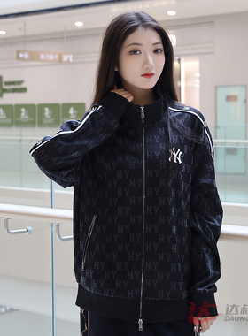 24新款MLB情侣外套男女NY刺绣老花满印开衫休闲运动茄克3ATRM0844