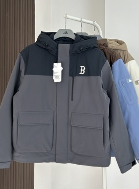 25新款MLB情侣羽绒服男女NY防水防泼水撞色运动棉羽外套3ADJB0556