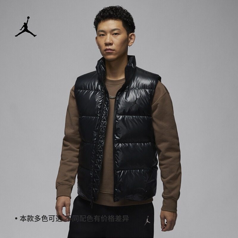 Jordan25新款Nike耐克男子羽绒马甲亮面立领运动棉羽背心FV7274