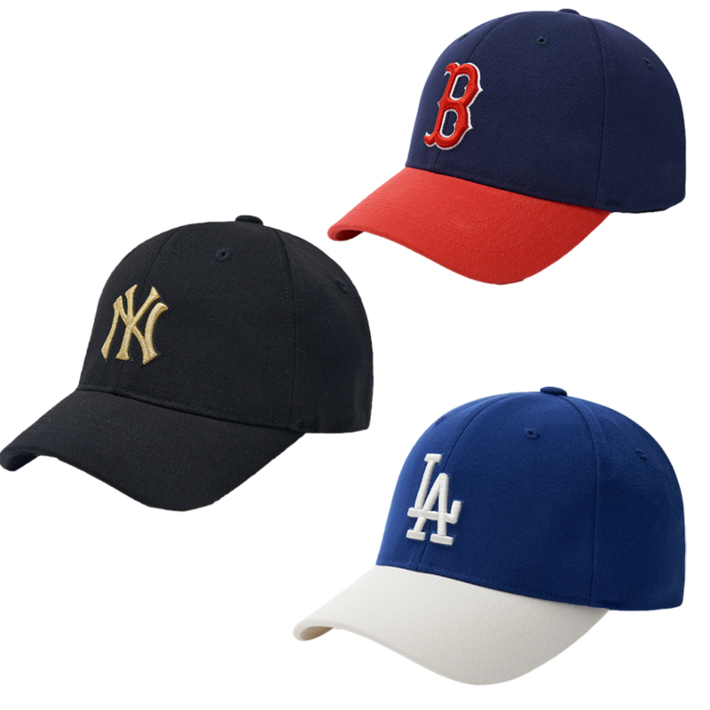 MLB儿童棒球帽NY刺绣拼色运动帽