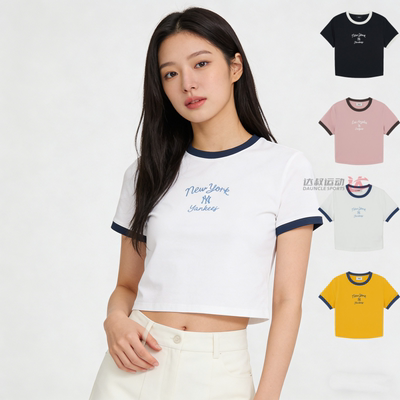 MLB短袖女子复古短款休闲运动T恤