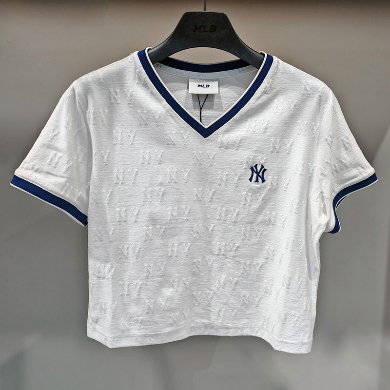 26新款MLB短袖女子NY针织刺绣