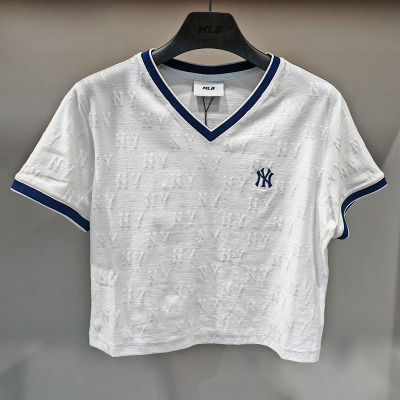 26新款MLB短袖女子NY针织刺绣