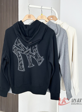 25新款MLB情侣外套男女NY大标印花连帽开衫卫衣运动夹克3ATRB0454