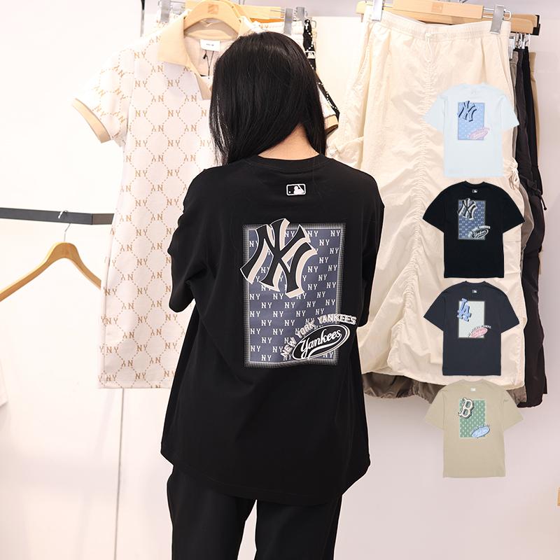 MLB情侣NY波普老花印花圆领短袖