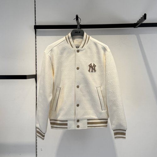 MLB情侣NY暗纹老花棒球服外套
