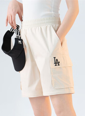 24新款MLB情侣短裤男女纯色大口袋工装休闲运动裤五分裤3ASMB0443