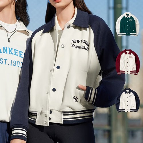MLB男女NY学院风翻领棒球服外套