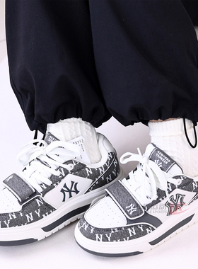 26新款MLB情侣学长鞋男女NY复古老花厚底增高运动休闲鞋3ASXM026N