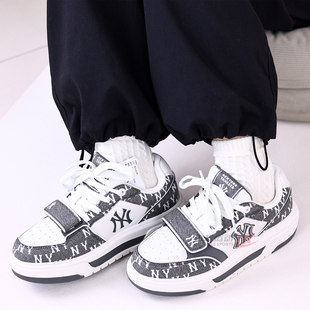 26新款MLB情侣学长鞋男女NY复古老花厚底增高运动休闲鞋3ASXM026N