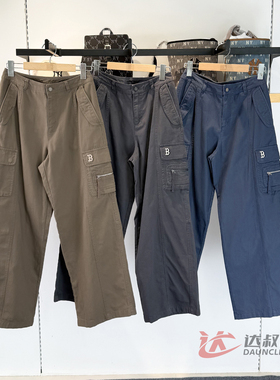 25新款MLB女子运动裤复古水洗工装裤宽松直筒休闲阔腿裤3FWPB1756