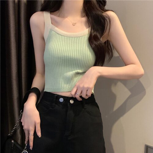 法式甜辣风针织背心遮副乳美背小吊带女夏季内搭外穿泰式短款上衣