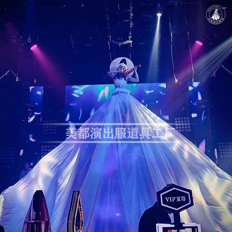 美都高空大型舞美裙摆定制gogo演出服女超大长裙酒吧开业大秀