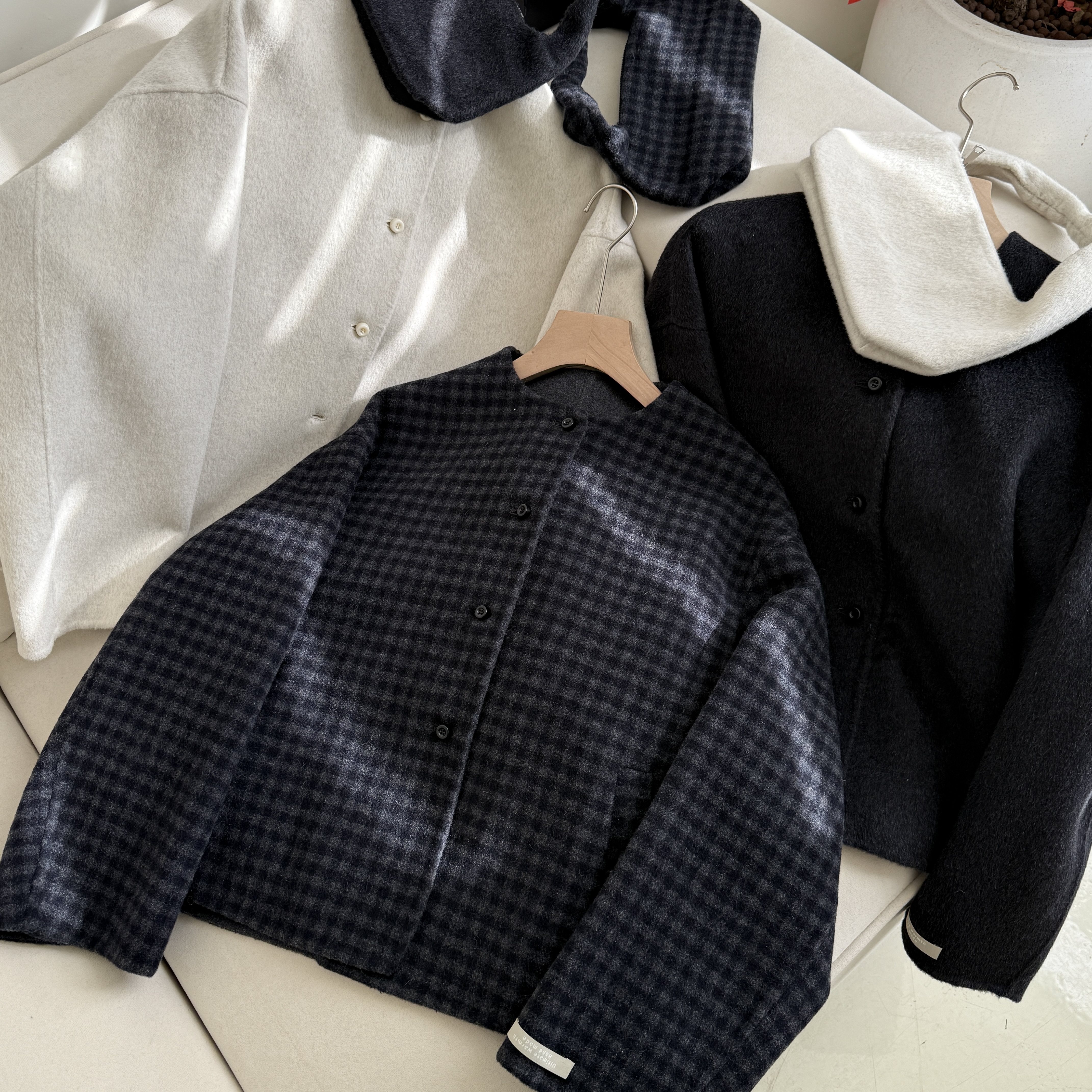 复古怀旧格纹潮羊毛大衣