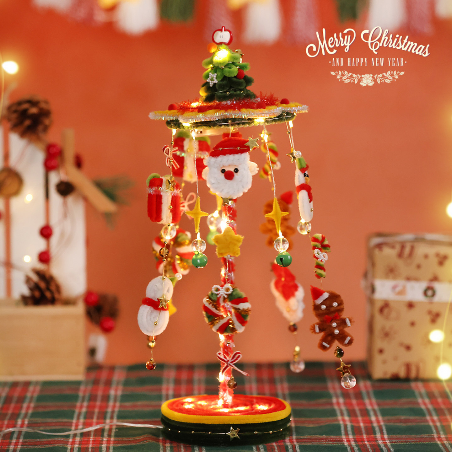 圣诞节台灯创意礼物送闺蜜桌面摆件小夜灯扭扭棒手工diy材料包,节庆用品/礼品,创意/设计灯,淘宝优惠券,粉丝福利购,淘宝优惠卷