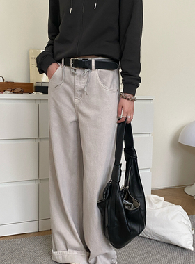 NSS 雅痞自由裤有风格的浅色牛仔裤阔腿裤