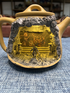 紫砂壶微景观造景黑神话悟空微缩景观茶壶造景大圣面壁茶壶景观