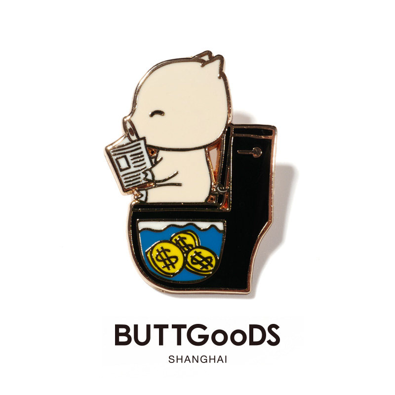 BUTTGooDS原创拉金币的小猪胸针徽章可爱恶趣味搞怪创意礼品招财
