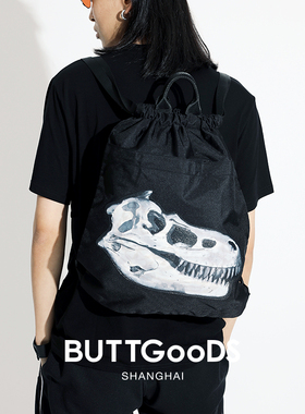 原创设计BUTTGooDS便携抽绳恐龙双肩包 运动健身户外休闲背包男包