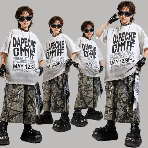 少儿popping街舞服装痞帅男童架子鼓演出服潮酷女童jazz表演服夏