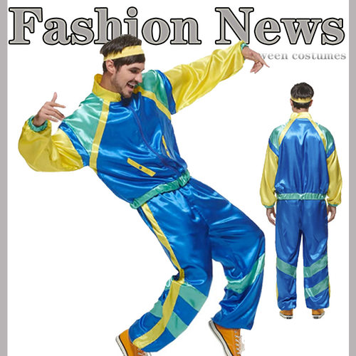 M-XL 新款狂欢节迪斯科复古嘻哈运动热舞舞台表演服万圣节服装男