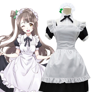 出口日本love live 黑白色经典女仆装长款长裙萌日系动漫女佣装
