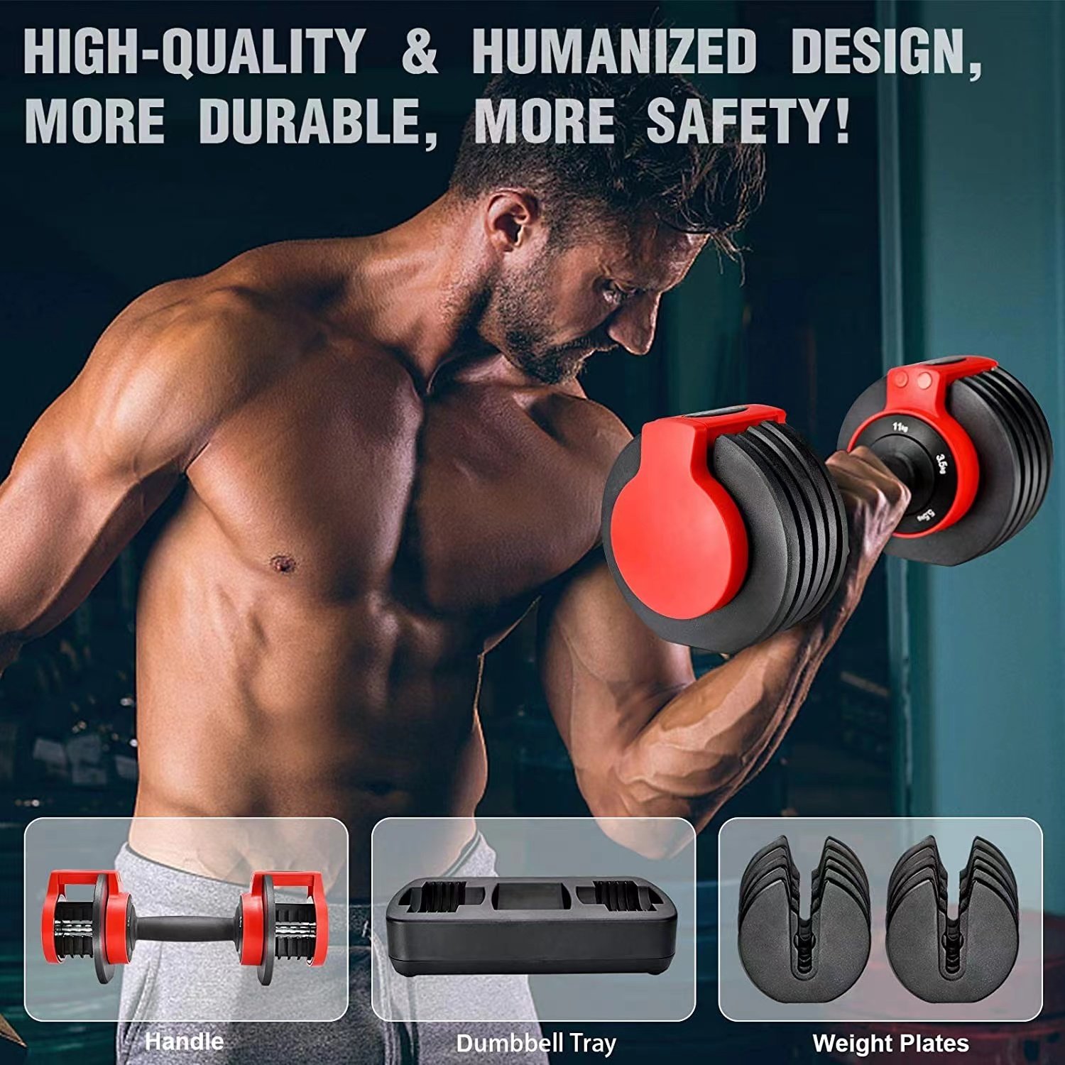 Suupkol四波酷家用减肥健身器材可调节哑铃秒变杠铃或壶铃转换器