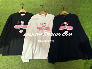 新年限定欧洲站小众设计师新款 洋气减龄猫咪麻将印花宽松休闲T恤