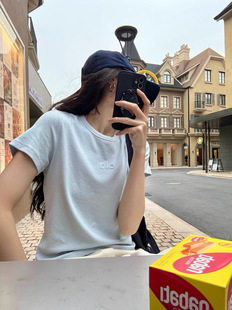 字母刺绣休闲基础多色短袖 T恤女 小众设计师款 欧洲站2026春夏新款