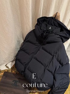 欧洲站2025冬季 设计师小众复古甜酷KT猫毛排骨连帽棉外套 新款